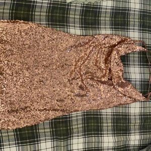 Crossed back , sparkly pink dress